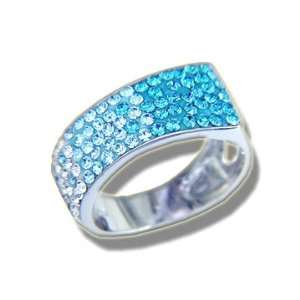 Ashley Arthur .925 Silver Graduated Indicolite Open Side Ring Size 9 