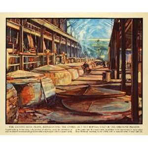  1931 Print Caustic Soda Plant Chlorine Dow Chemical Art 