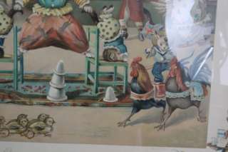 L141 ANTIQUE CHROMOLITHOGRAPH THE CATS CIRCUS PUBLISHED BY E. NISTER 