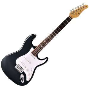   GLOSS JET BLACK STRAT STYLE ELECTRIC GUITAR Musical Instruments