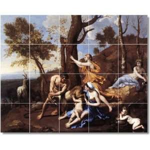 Nicholas Poussin Mythology Backsplash Tile Mural 11  17x21.25 using 