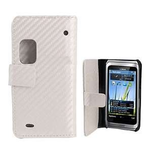   Flip Carbon Case for Nokia E7   White Cell Phones & Accessories