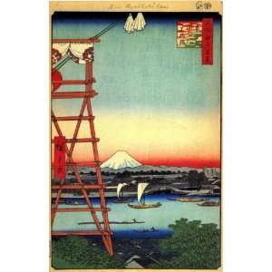   Hiroshige Ryogoku Ekoin and Moto Yanagibashi Bridge
