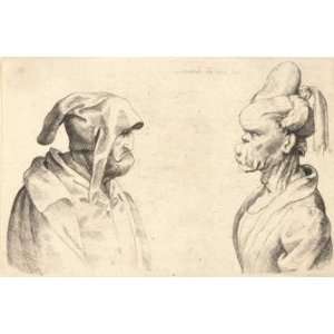   Wenceslaus Hollar   Two deformed heads (State 1) 5