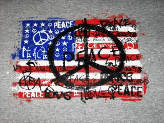 UNITED STATES FLAG & PEACE T SHIRT GRAY SIZE 2XL NEW  