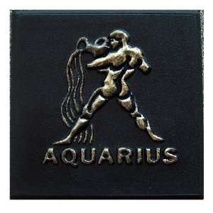  Zodiac Art, Aquarius, Black with Gold Accent