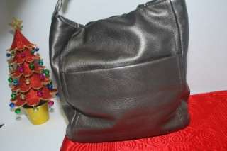 Brighton Anju Beaded Soft Bucket Bag $395 Metallic Pewter  