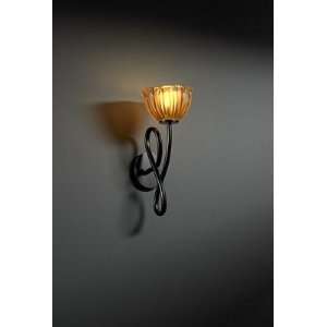  Capellini Wall Sconce Amber Rippled Black