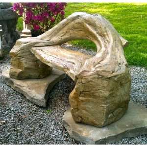Garden Bench Wooden Bench, Cast Stone Petrified Wood Bench, Outdoor 