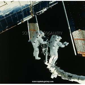   spacewalk to repair Hubble telescope Framed Prints