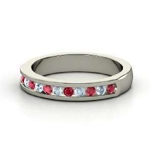  Daria Ring, 14K White Gold Ring with Ruby & Aquamarine 