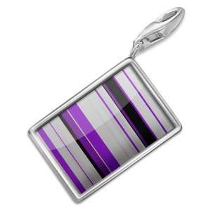 FotoCharms Purple stripe design / pattern   Charm with Lobster Clasp 