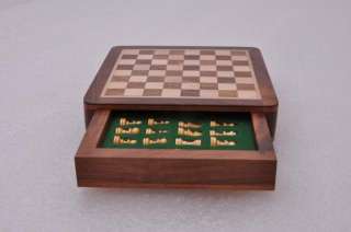 Travelling Magnetic Wooden Chess Set drawer Fitted pcs  