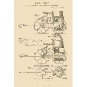  1872 US Patent on Toy Steam Fire   Engines  Patent Art 