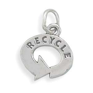  Sterling Silver Charm Pendant Recycle Symbol Jewelry