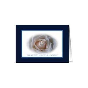  Wedding Guest Book Attendant, White Rose and Midnight Blue 