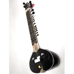  Left Hand Full Size Sitar, Black   BLEMISHED Musical Instruments