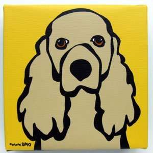 Cocker Spaniel on Yellow by Marc Tetro. Giclee on Fine Art Canvas 