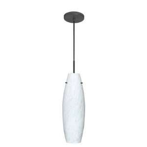 Tara One Light Cord Hung Pendant with Flat Canopy Finish White, Glass 