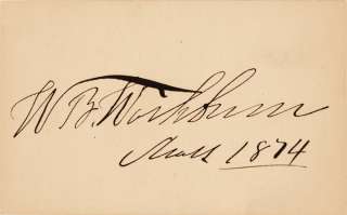 WILLIAM BARRETT WASHBURN, Card Signed  