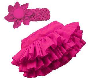 Infant Toddler Baby Girl Bloomer Ruffle skirt With Head band  Set. 3 