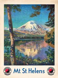 Mt St Helens Vintage Style Train Travel Poster   24x32  