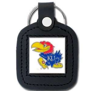  Kansas Jayhawks Leather Square Key Ring   NCAA College 
