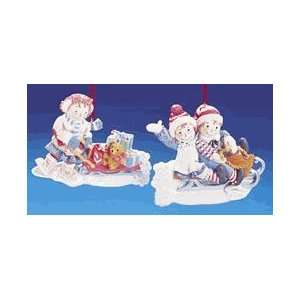  Raggedy Ann & Andy on Sled Ornaments