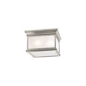 Club Square Flush Mount in Antique Nickel with Frosted Glass by Visual 