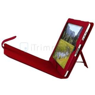 For Apple iPad 1 Red Leather Case w/Stand+Film+Stylus  
