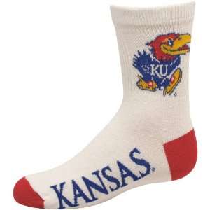  NCAA Kansas Jayhawks Youth White Logo & Name Crew Socks 