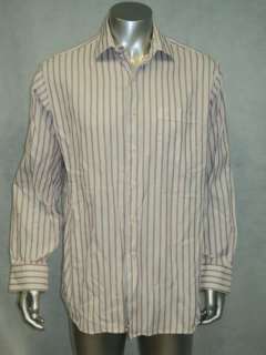 Mens TOMMY BAHAMA White/Purple Striped Cotton Dress Shirt Sz 16.5 34 