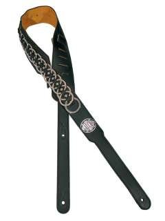 guitar strap, black snakeskin, with 20 chrome rings  