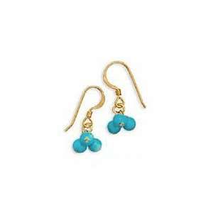 14/20 Gold Filled French Wire Earrings, 4mm Turquoise Beads, 3/8 inch 