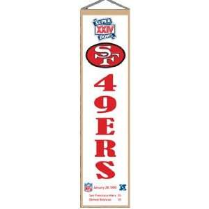 San Francisco 49ers NFL Super Bowl 24 Wool 8 X 32 Heritage Banner