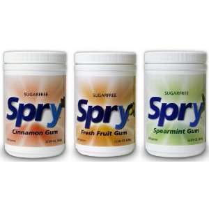 Xlear Spry 600ct Xylitol Gum 3 PACK SAVINGS (Cinnamon, Fresh Fruit 
