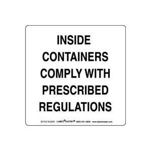  Inside Containers Comply With Prescribed Regulations Label 