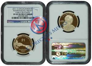 2011 S Sacagawea Wampanoag Treaty $1 NGC PF 69UC ER  