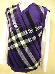 Mens New Med Weight Sweater Vest Argyle Design Prestige Purple/Black 