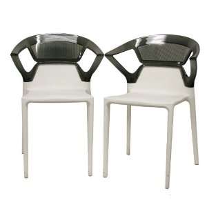  Swap White Plastic Modern Dining Chair with Gray Backrest 