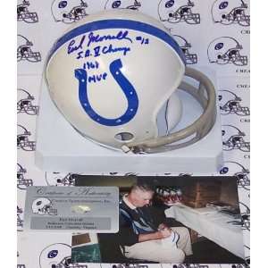 Earl Morrall Autographed/Hand Signed Baltimore Colts 2 Bar Mini Helmet 
