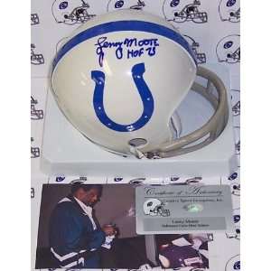 Lenny Moore Autographed/Hand Signed Baltimore Colts 2 Bar Mini Helmet 