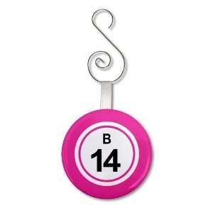 BINGO BALL B14 FOURTEEN PINK 2.25 inch Button Style Hanging Ornament