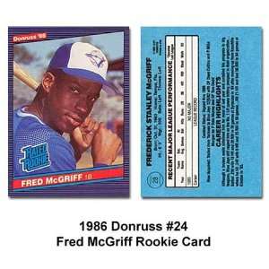  Donruss 1986 Toronto Blue Jays Fred Mcgriff Rated Rookie 