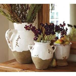  Pottery Barn Tuscan Urns & Cachepot   White Patio, Lawn 