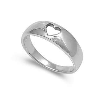  Silver Baby Ring with Heart Cut out   2mm Band Width   2mm Face 
