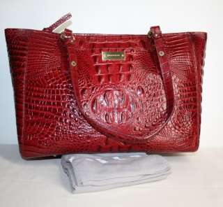   CROC EMBOSSED LEATHER MEDIUM ARNO TOTE MELBOURNE RED NEW  
