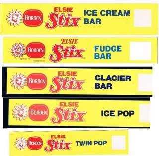   ELSIE STIX STORE SIGNS FUDGE GLACIER TWIN POP ICE CREAM ICE POP  