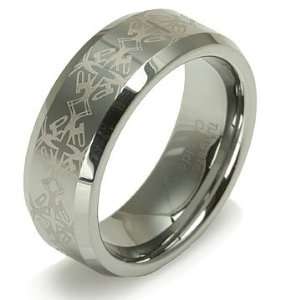 Tungsten Carbide Laser Engraved Design High Polished Celtic Mens Ring 