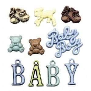  12 PACK BUTTON THEME PACKS BABY BOY Papercraft 